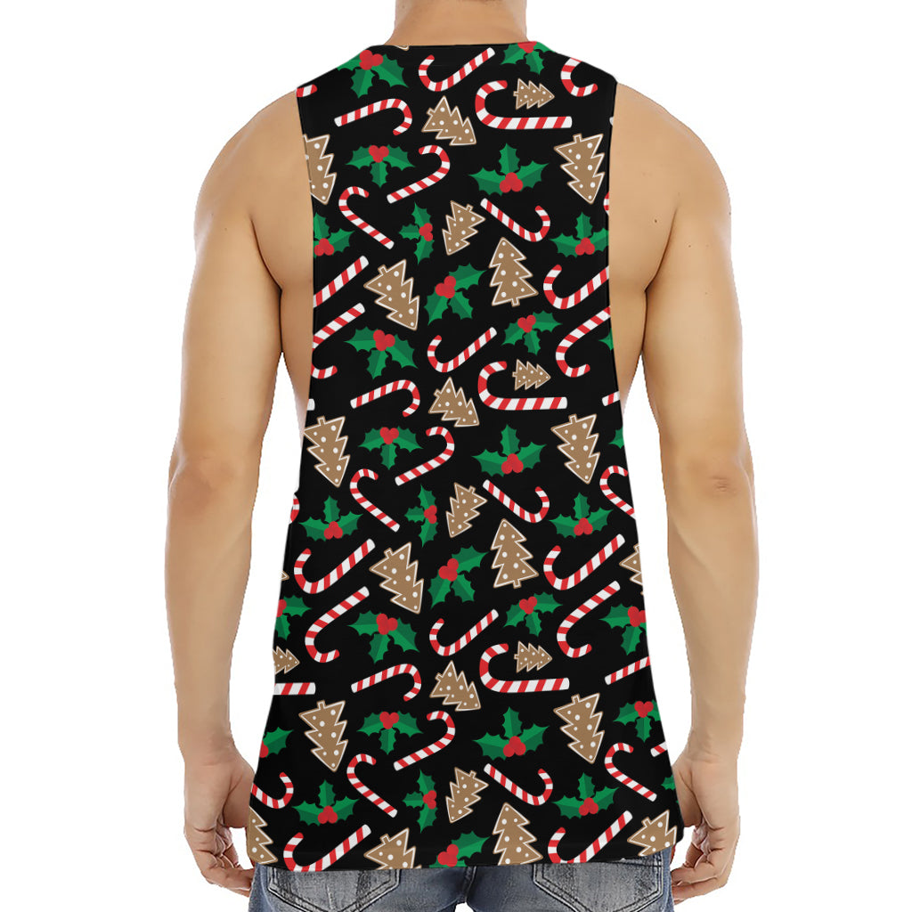 Christmas Cookie And Candy Pattern Print Men's Muscle Tank Top