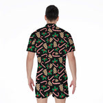 Christmas Cookie And Candy Pattern Print Men's Rompers