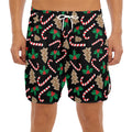 Christmas Cookie And Candy Pattern Print Men's Split Running Shorts