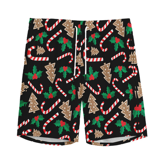 Christmas Cookie And Candy Pattern Print Men's Sports Shorts