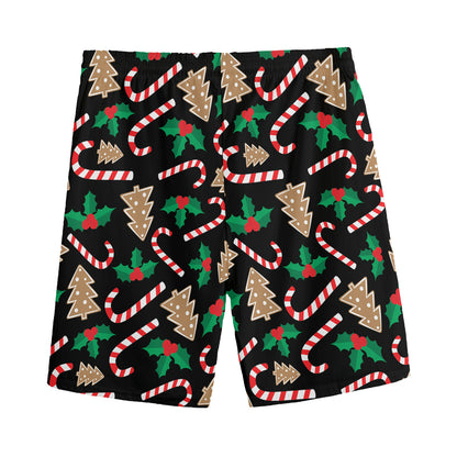 Christmas Cookie And Candy Pattern Print Men's Sports Shorts