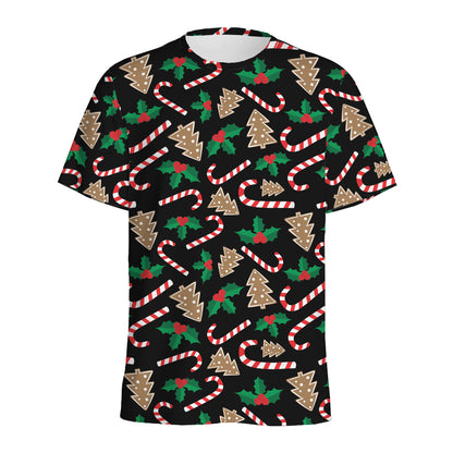 Christmas Cookie And Candy Pattern Print Men's Sports T-Shirt