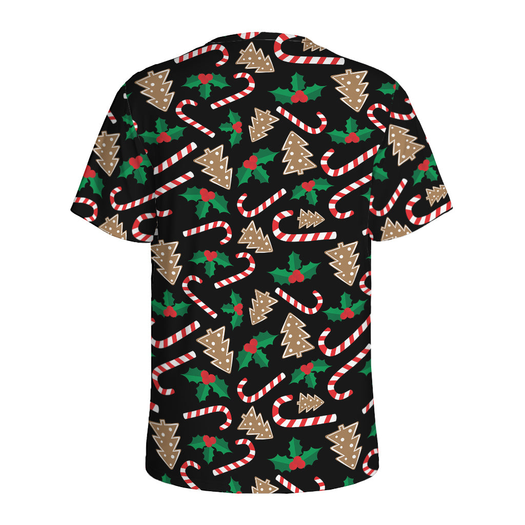 Christmas Cookie And Candy Pattern Print Men's Sports T-Shirt
