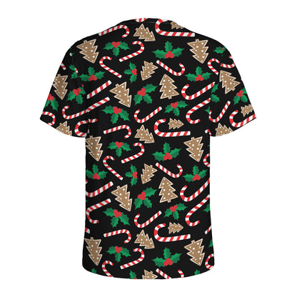 Christmas Cookie And Candy Pattern Print Men's Sports T-Shirt