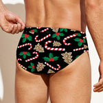 Christmas Cookie And Candy Pattern Print Men's Swim Briefs