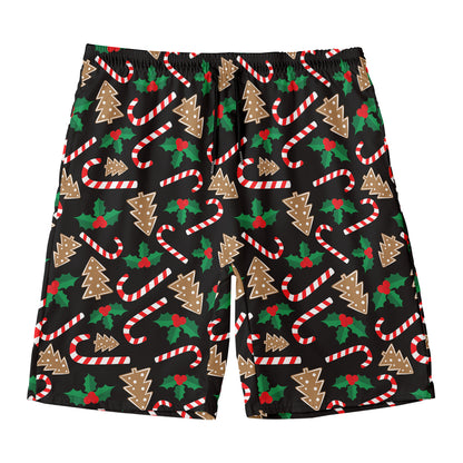 Christmas Cookie And Candy Pattern Print Men's Swim Trunks