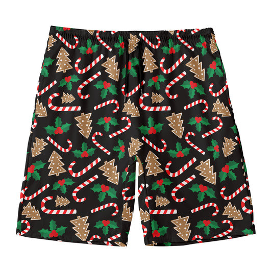 Christmas Cookie And Candy Pattern Print Men's Swim Trunks