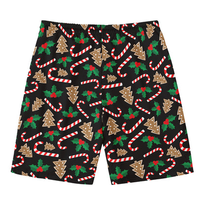 Christmas Cookie And Candy Pattern Print Men's Swim Trunks
