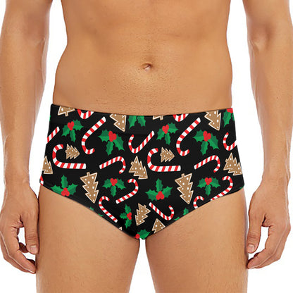 Christmas Cookie And Candy Pattern Print Men's Triangle Swim Briefs