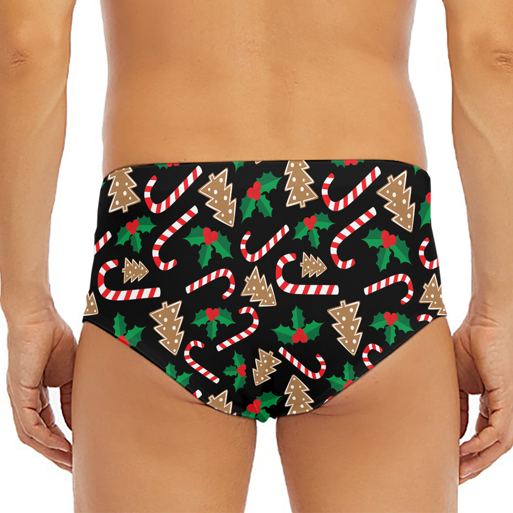 Christmas Cookie And Candy Pattern Print Men's Triangle Swim Briefs