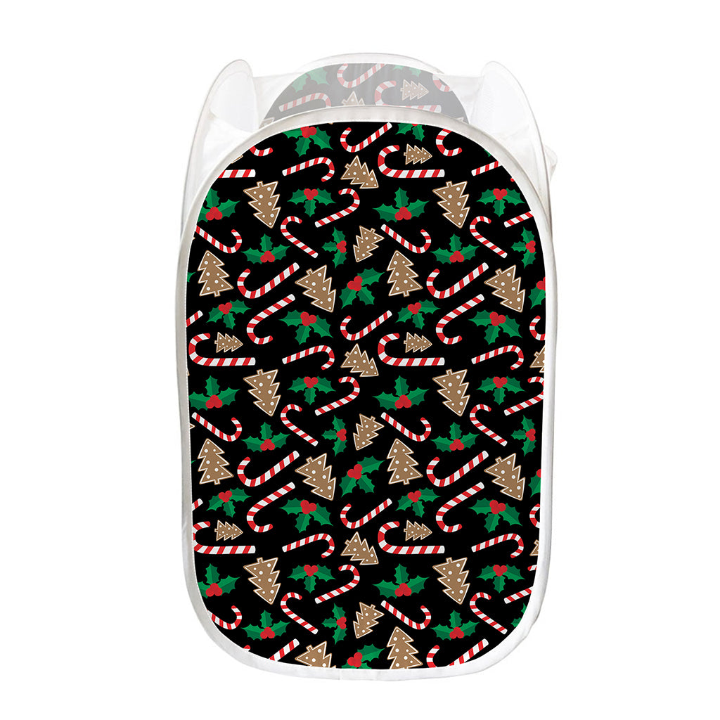 Christmas Cookie And Candy Pattern Print Mesh Laundry Hamper