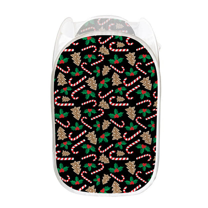 Christmas Cookie And Candy Pattern Print Mesh Laundry Hamper