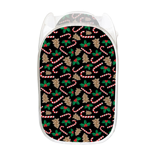 Christmas Cookie And Candy Pattern Print Mesh Laundry Hamper