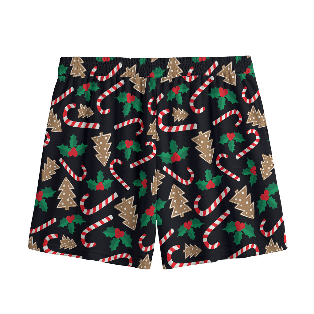 Christmas Cookie And Candy Pattern Print Mesh Shorts