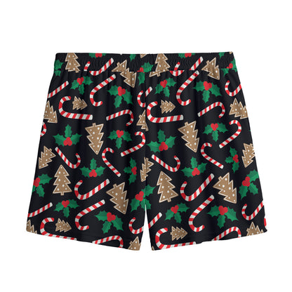 Christmas Cookie And Candy Pattern Print Mesh Shorts