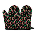 Christmas Cookie And Candy Pattern Print Oven Mitts