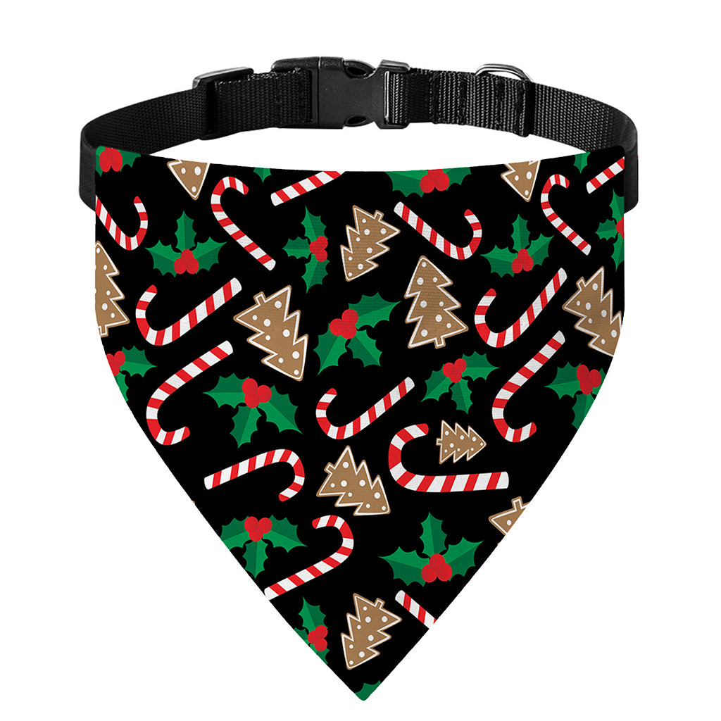 Christmas Cookie And Candy Pattern Print Over The Collar Dog Bandana