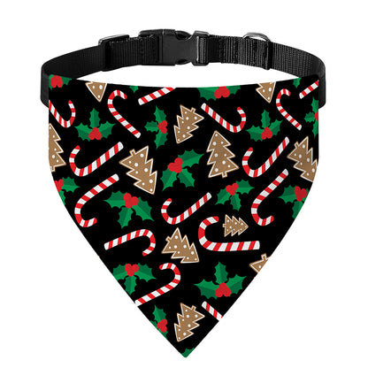 Christmas Cookie And Candy Pattern Print Over The Collar Dog Bandana