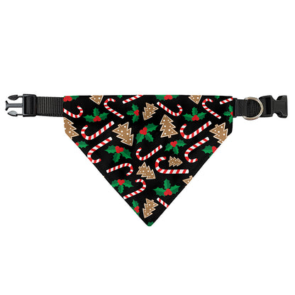 Christmas Cookie And Candy Pattern Print Over The Collar Dog Bandana