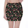 Christmas Cookie And Candy Pattern Print Pencil Mini Skirt