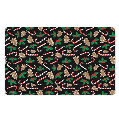 Christmas Cookie And Candy Pattern Print Polyester Doormat