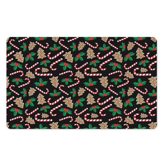 Christmas Cookie And Candy Pattern Print Polyester Doormat