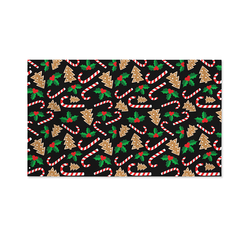 Christmas Cookie And Candy Pattern Print Polyester Flag