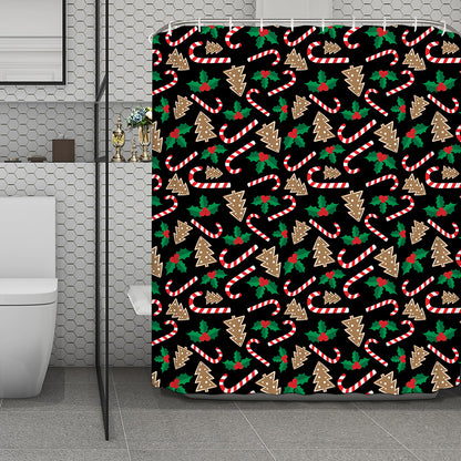 Christmas Cookie And Candy Pattern Print Polyester Shower Curtain