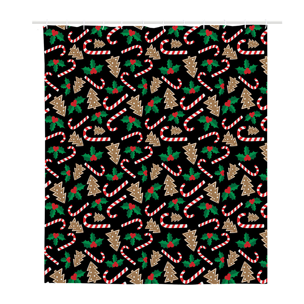 Christmas Cookie And Candy Pattern Print Polyester Shower Curtain
