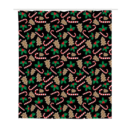 Christmas Cookie And Candy Pattern Print Polyester Shower Curtain