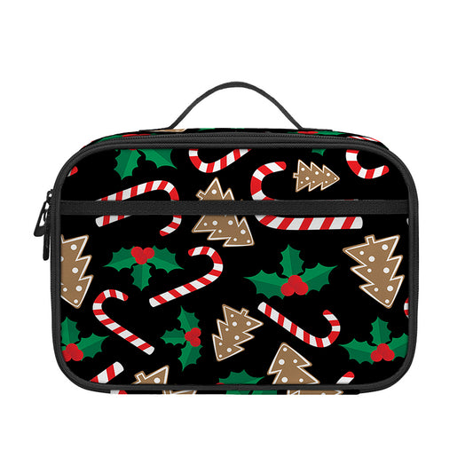 Christmas Cookie And Candy Pattern Print Portable Lunch Bag