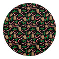 Christmas Cookie And Candy Pattern Print Round Blanket