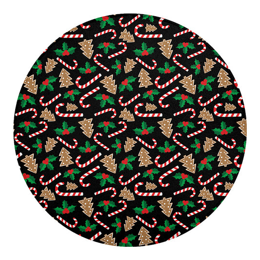 Christmas Cookie And Candy Pattern Print Round Blanket