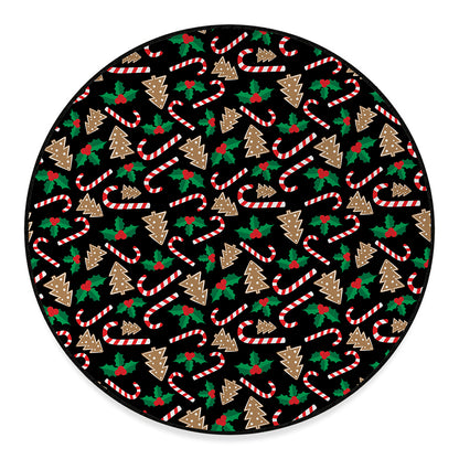 Christmas Cookie And Candy Pattern Print Round Floor Mat