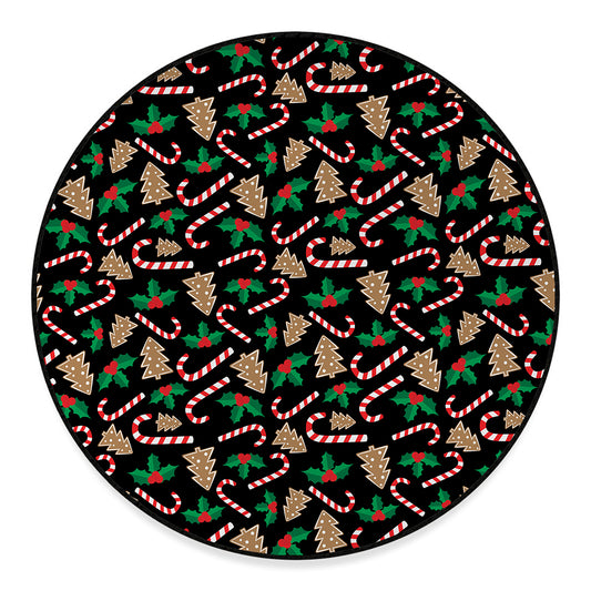 Christmas Cookie And Candy Pattern Print Round Floor Mat