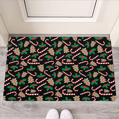 Christmas Cookie And Candy Pattern Print Rubber Doormat