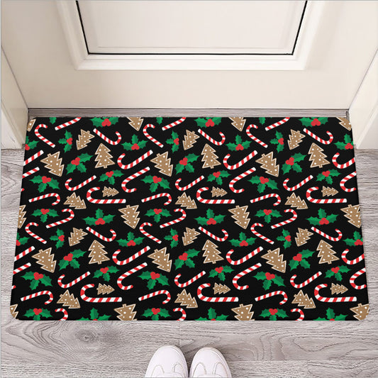 Christmas Cookie And Candy Pattern Print Rubber Doormat