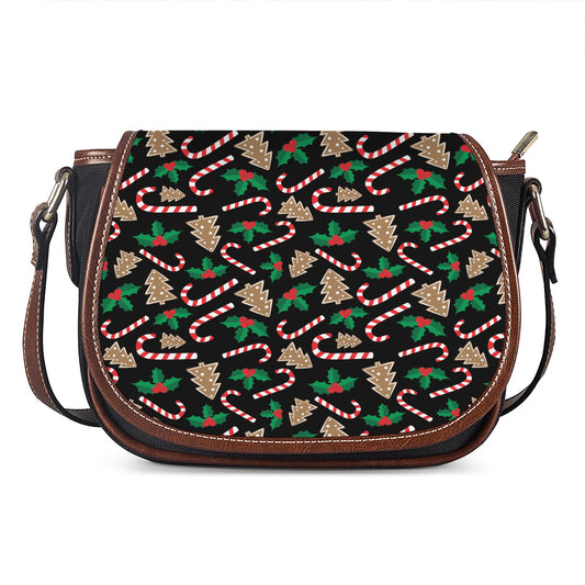 Christmas Cookie And Candy Pattern Print Saddle Bag