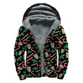 Christmas Cookie And Candy Pattern Print Sherpa Lined Zip Up Hoodie