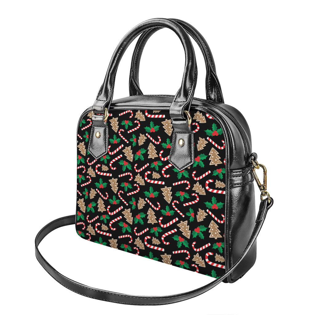 Christmas Cookie And Candy Pattern Print Shoulder Handbag