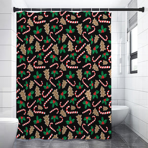 Christmas Cookie And Candy Pattern Print Shower Curtain