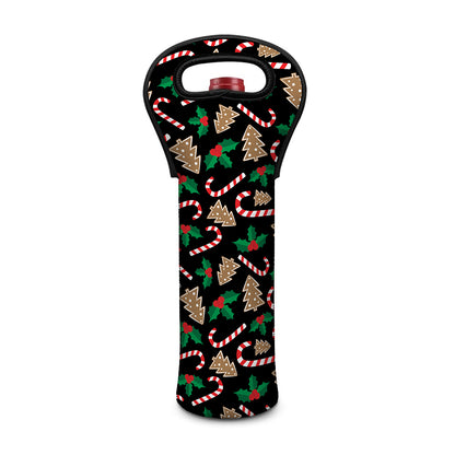 Christmas Cookie And Candy Pattern Print Single Neoprene Wine Tote
