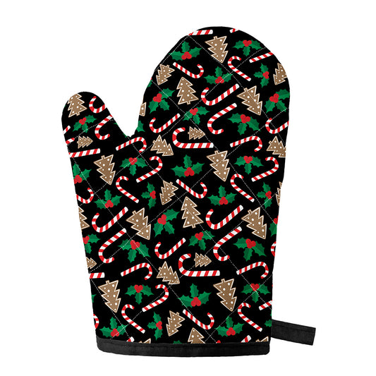 Christmas Cookie And Candy Pattern Print Single Oven Mitt