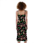 Christmas Cookie And Candy Pattern Print Slim Fit Midi Cami Dress