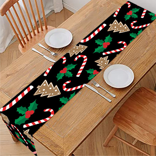 Christmas Cookie And Candy Pattern Print Table Runner