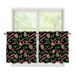Christmas Cookie And Candy Pattern Print Tier Curtains