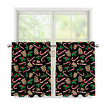 Christmas Cookie And Candy Pattern Print Tier Curtains