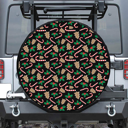 Christmas Cookie And Candy Pattern Print Tire Cover
