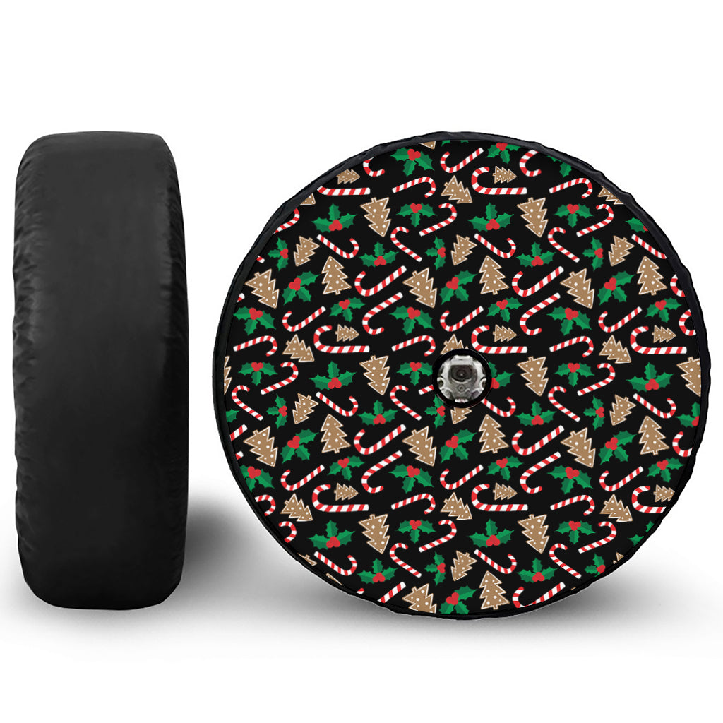 Christmas Cookie And Candy Pattern Print Tire Cover With Camera Hole