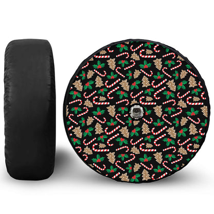 Christmas Cookie And Candy Pattern Print Tire Cover With Camera Hole